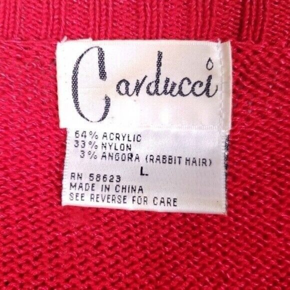 Vintage Carducci Red Cotton/Angora Cardigan, Large - Picture 5 of 5